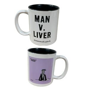 Man v. Liver Mug by Hinson & Friedrich -Humorous Ceramic Coffee Cup 12 ounce